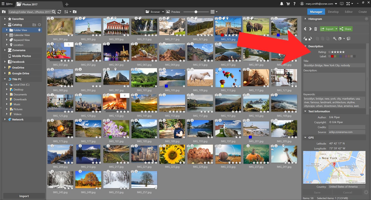 screenshot manager folderview vw4duwJeY Arbeidsmodulen i Zoner Photo Studio X